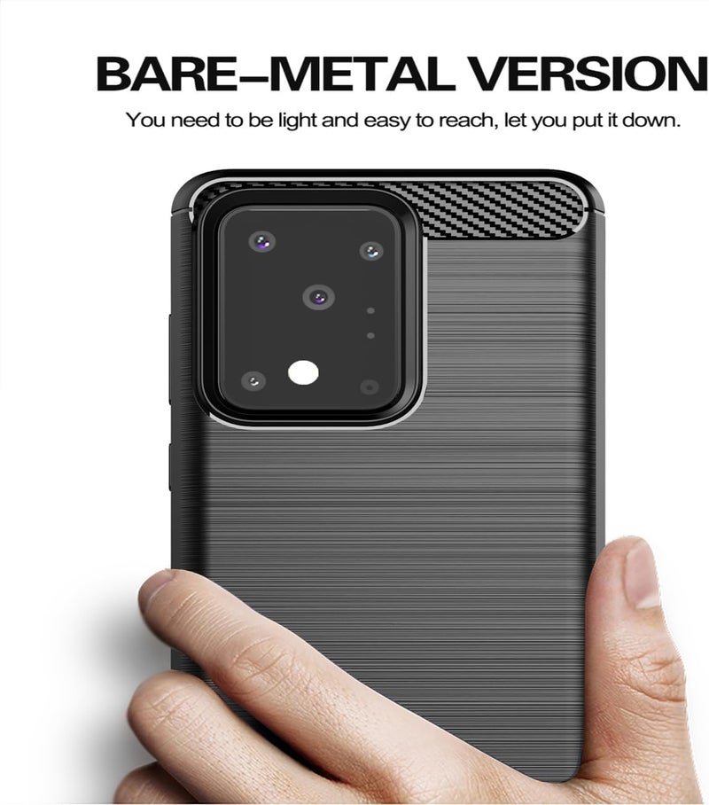 Aikcks for Samsung Galaxy S20 Ultra Phone case, Shockproof, Scratch Resistant Carbon Fiber Jacket, Soft TPU, for Galaxy S20 Ultra case (Black,) - Image 5